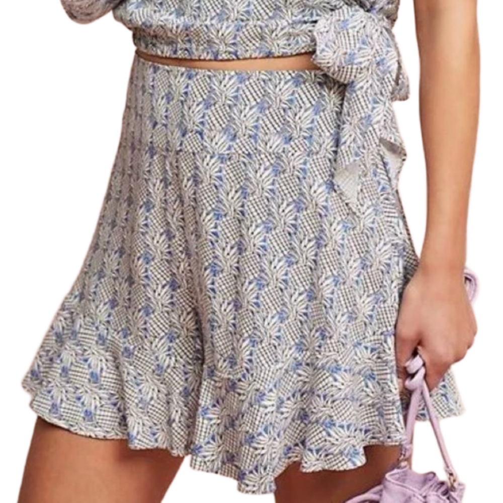 Anthropologie Maeve Imelda Pineapple Print Ruffle Short